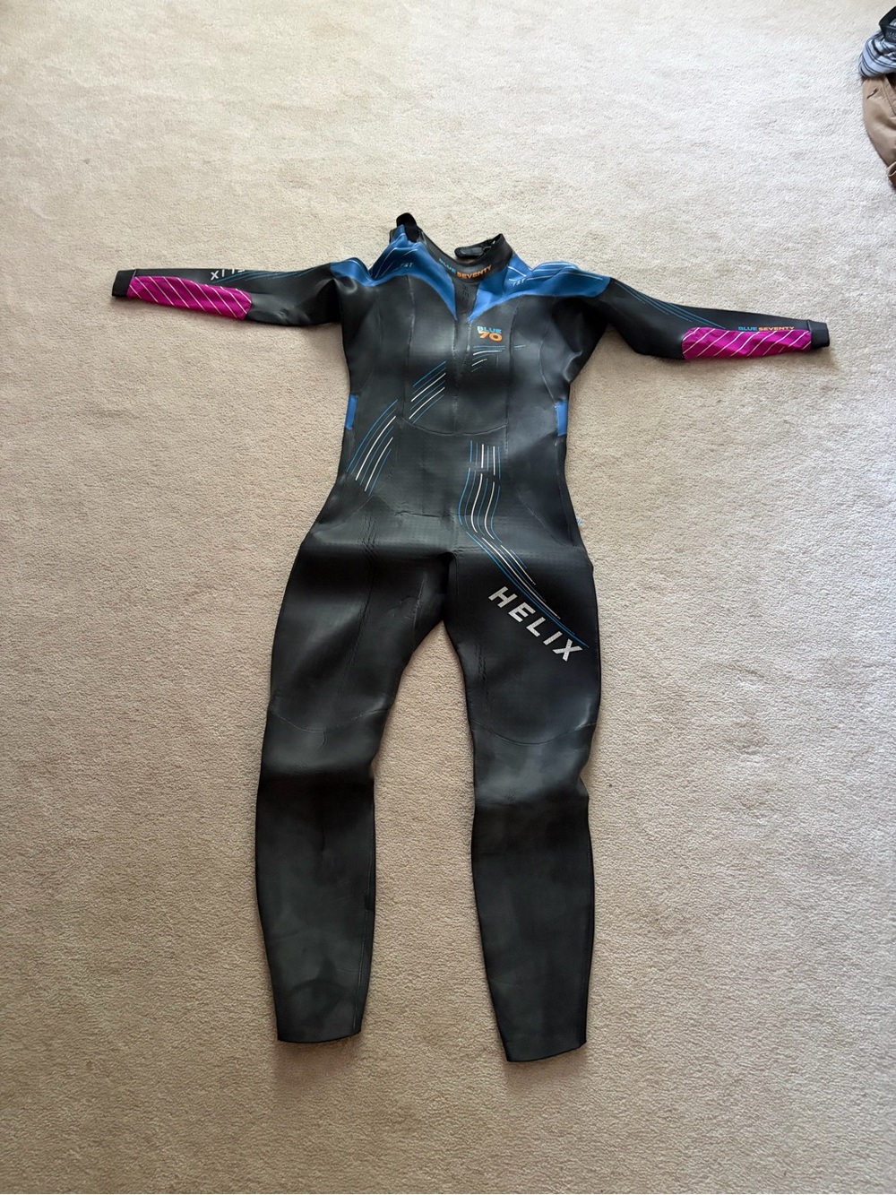 Helix Women’s Black, Blue & Pink Full-Body Swim Wetsuit